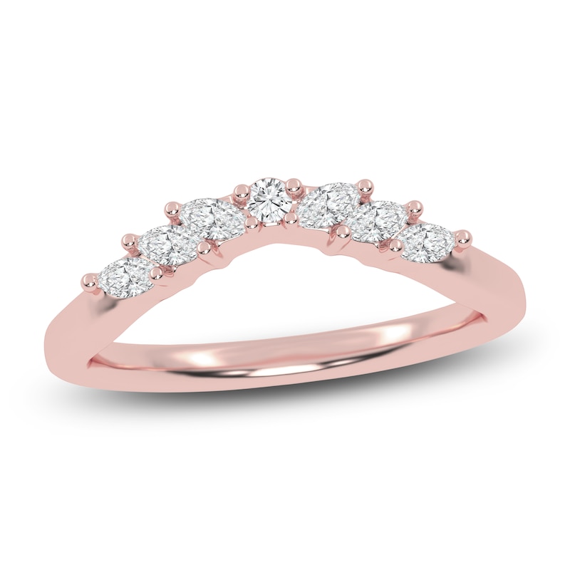 Certified Marquise & Round-Cut Lab-Created Diamond Contour Anniversary Ring 1/5 ct tw 14K Rose Gold