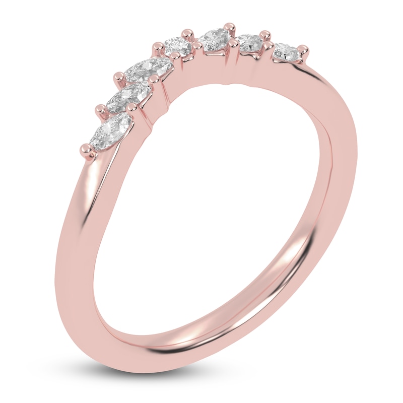 Certified Marquise & Round-Cut Lab-Created Diamond Contour Anniversary Ring 1/5 ct tw 14K Rose Gold