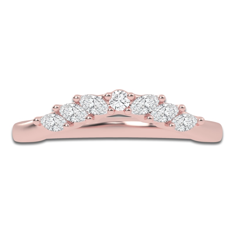 Certified Marquise & Round-Cut Lab-Created Diamond Contour Anniversary Ring 1/5 ct tw 14K Rose Gold