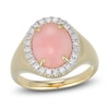 Thumbnail Image 1 of Oval-Cut Natural Pink Opal & Diamond Halo Ring 1/4 ct tw 14K Yellow Gold