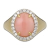 Thumbnail Image 3 of Oval-Cut Natural Pink Opal & Diamond Halo Ring 1/4 ct tw 14K Yellow Gold