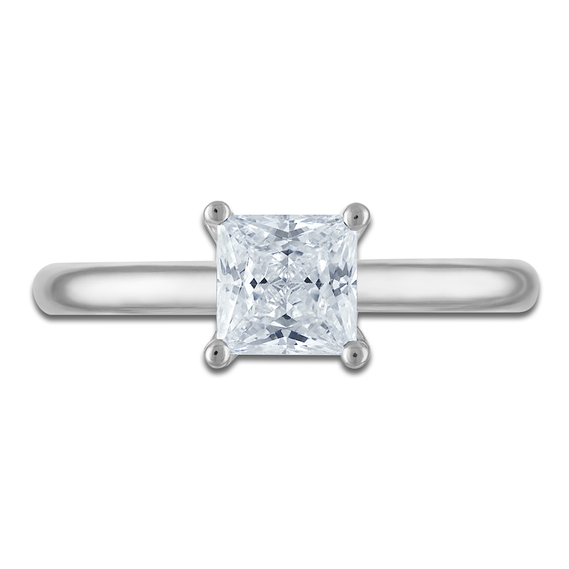 Main Image 3 of Princess-Cut Lab-Created Diamond Solitaire Plus Engagement Ring 1 ct tw Platinum (VS2/F)