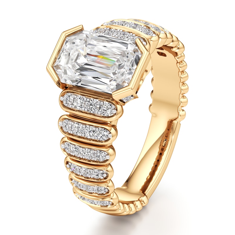 Main Image 4 of J'Lure Imperial-Emerald Step-Cut Lab-Created Diamond Engagement Ring 2-3/8 ct tw 18K Yellow Gold