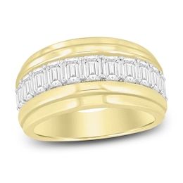 Men's Emerald-Cut Lab-Created Diamond Fashion Ring 3 ct tw 14K Yellow Gold