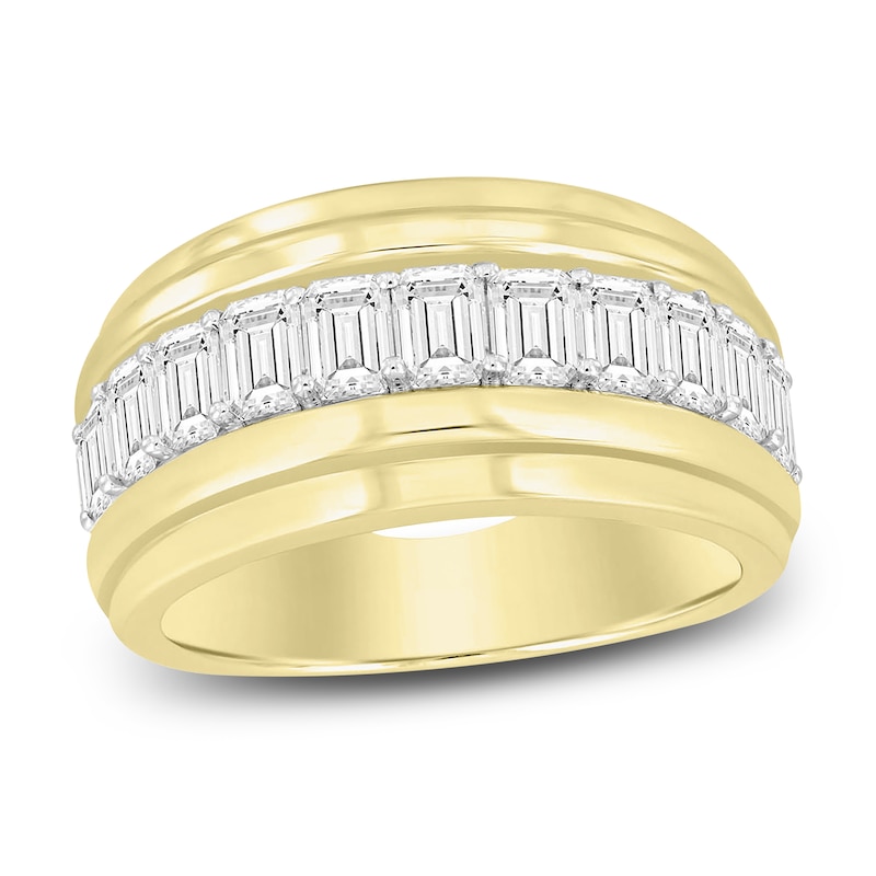 Main Image 1 of Men's Emerald-Cut Lab-Created Diamond Fashion Ring 3 ct tw 14K Yellow Gold