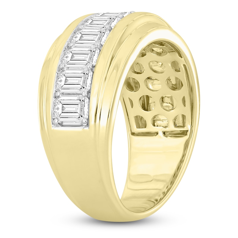 Main Image 2 of Men's Emerald-Cut Lab-Created Diamond Fashion Ring 3 ct tw 14K Yellow Gold