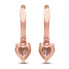 Thumbnail Image 2 of Heart-Shaped Natural Morganite & Diamond Dangle Hoop Earrings 1/10 ct tw 10K Rose Gold