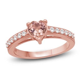 Heart-Shaped Natural Morganite & Diamond Fashion Ring 1/4 ct tw 10K Rose Gold