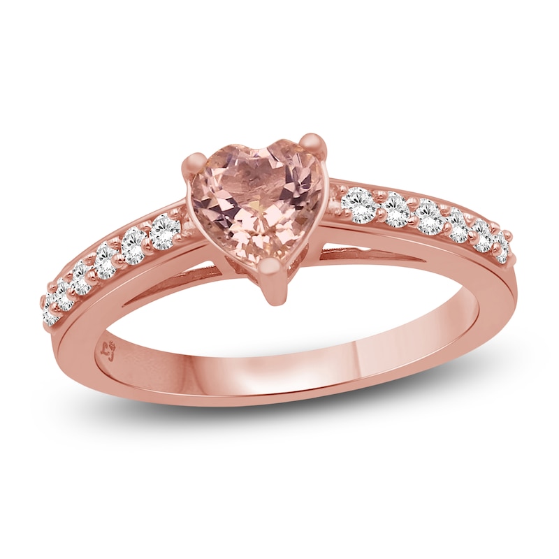 Main Image 1 of Heart-Shaped Natural Morganite & Diamond Fashion Ring 1/4 ct tw 10K Rose Gold