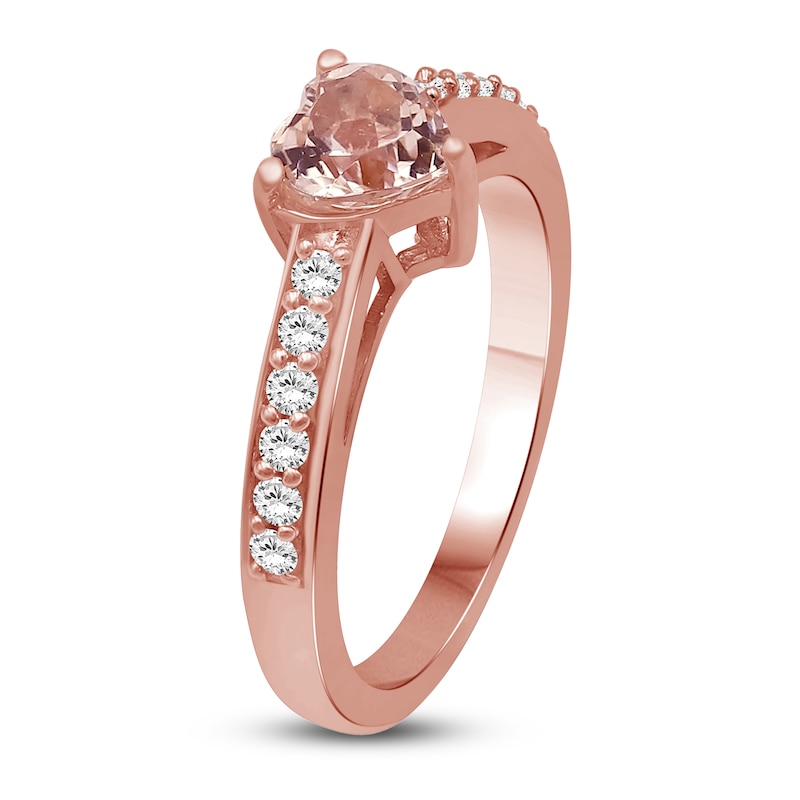 Main Image 2 of Heart-Shaped Natural Morganite & Diamond Fashion Ring 1/4 ct tw 10K Rose Gold