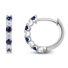 Thumbnail Image 1 of Natural Blue Sapphire & Diamond Hoop Earrings 1/6 ct tw 14K White Gold