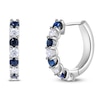 Thumbnail Image 2 of Natural Blue Sapphire & Diamond Hoop Earrings 1/6 ct tw 14K White Gold