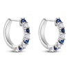 Thumbnail Image 3 of Natural Blue Sapphire & Diamond Hoop Earrings 1/6 ct tw 14K White Gold