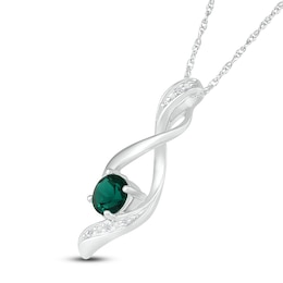 Lab-Created Emerald Diamond Accents Sterling Silver Necklace