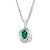 Thumbnail Image 0 of Lab-Created Emerald Diamond Accents Sterling Silver Necklace