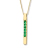 Thumbnail Image 1 of Bar Necklace Lab-Created Emeralds 10K Yellow Gold