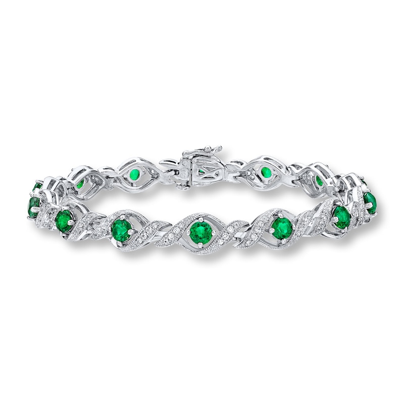 Lab-Created Emerald Bracelet Sterling Silver