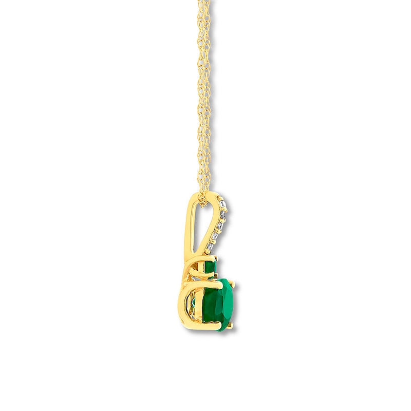 Main Image 2 of Natural Emerald Necklace Diamond Accents 10K Yellow Gold