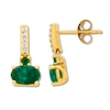 Thumbnail Image 1 of Natural Emerald Earrings 1/20 ct tw Diamonds 10K Yellow Gold