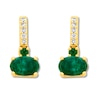 Thumbnail Image 2 of Natural Emerald Earrings 1/20 ct tw Diamonds 10K Yellow Gold