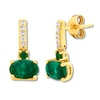 Thumbnail Image 3 of Natural Emerald Earrings 1/20 ct tw Diamonds 10K Yellow Gold