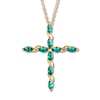 Thumbnail Image 1 of Lab-Created Emerald Cross Necklace 10K Yellow Gold