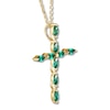 Thumbnail Image 3 of Lab-Created Emerald Cross Necklace 10K Yellow Gold