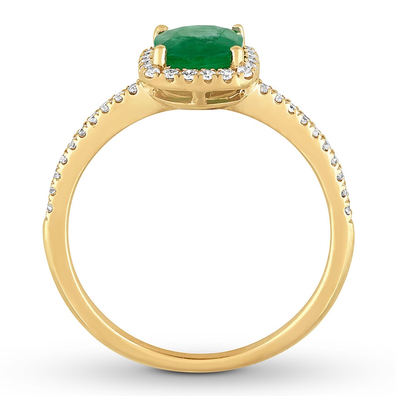 Natural Emerald Ring 1/5 ct tw Diamonds 14K Yellow Gold | Jared