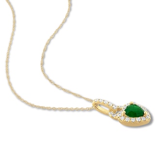 Natural Emerald Necklace 1/4 ct tw Diamonds 14K Yellow Gold | Jared