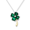 Thumbnail Image 0 of Clover Necklace Lab-Created Emerald Sterling Silver/10K Yellow Gold