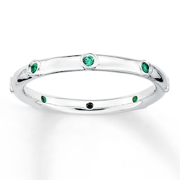 Stackable Ring Lab-Created Emeralds Sterling Silver