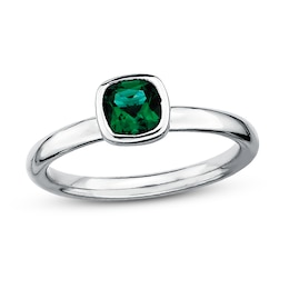 Stackable Ring Lab-Created Emerald Sterling Silver