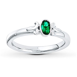 Stackable Ring Lab-Created Emerald Sterling Silver