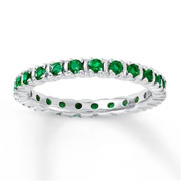 Stackable Ring Lab-Created Emeralds Sterling Silver