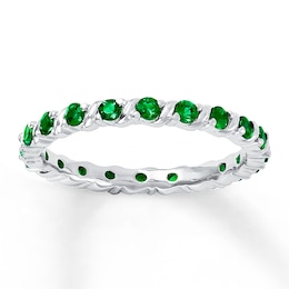 Stackable Ring Lab-Created Emeralds Sterling Silver