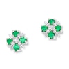 Thumbnail Image 1 of Natural Emerald Earrings Diamond Accents Sterling Silver