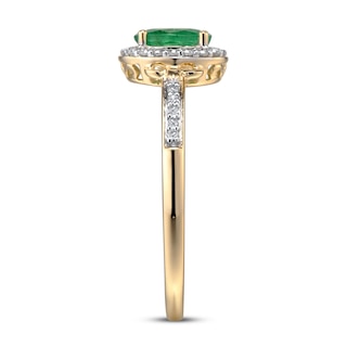 Natural Emerald Ring Diamonds 1/10 ct tw 10K Yellow Gold | Jared