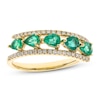 Thumbnail Image 1 of Natural Emerald Ring 1/5 ct tw Diamonds 10K Yellow Gold 3mm x 4mm