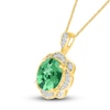 Thumbnail Image 1 of Lab-Created Emerald Necklace 1/10 ct tw Diamonds 10K Yellow Gold