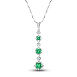 Lab-Created Emerald Necklace Diamond Accents Sterling Silver