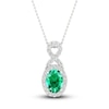 Thumbnail Image 1 of Lab-Created Emerald & White Lab-Created Sapphire Necklace 10K White Gold 18&quot;