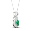 Thumbnail Image 2 of Lab-Created Emerald & White Lab-Created Sapphire Necklace 10K White Gold 18&quot;