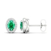 Thumbnail Image 0 of Lab-Created Emerald & White Lab-Created Sapphire Stud Earrings 10K White Gold