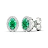 Thumbnail Image 1 of Lab-Created Emerald & White Lab-Created Sapphire Stud Earrings 10K White Gold