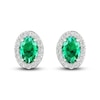 Thumbnail Image 2 of Lab-Created Emerald & White Lab-Created Sapphire Stud Earrings 10K White Gold