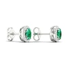 Thumbnail Image 3 of Lab-Created Emerald & White Lab-Created Sapphire Stud Earrings 10K White Gold