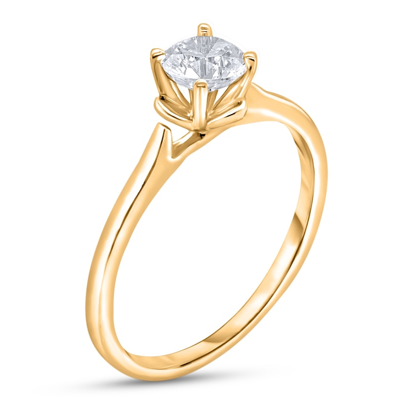 Main Image 2 of Diamond Solitaire Floral Engagement Ring 2 ct tw Round 14K Yellow Gold (I2/I)