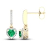 Thumbnail Image 1 of Natural Emerald Dangle Earrings 1/8 ct tw Diamonds 14K Yellow Gold