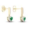 Thumbnail Image 3 of Natural Emerald Dangle Earrings 1/8 ct tw Diamonds 14K Yellow Gold