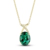 Thumbnail Image 2 of Lab-Created Emerald Ring, Earring & Necklace Set 1/5 ct tw Diamonds 10K Yellow Gold